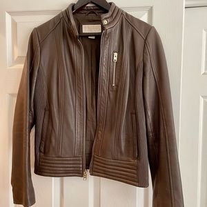 Michael Kors Whet Blu Leather Moto Lambskin Jacket